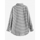 Women's Houndstooth Print Turn Down Collar Pocket Design Boyfriend Shacket Winter Woolen Shirt