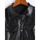 Women's PU Leather Mock Pocket Solid Color Going Out Streetwear Crop Shacket Jacket