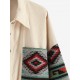 Women's Ethnic Aztec Printed Corduroy Shacket Long Sleeve Retro Spliced Jacket