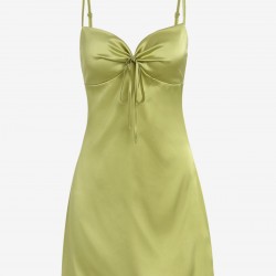 Cami Silky Satin Tie Front Mini Dress