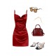 Women's Satin Sleeveless Spaghetti Strap Side Slit Cowl Neck Cocktail Party Mini Slip Vegas Dress