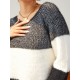 Colorblock Fuzzy Raglan Sleeve Jumper Sweater