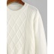 Crewneck Diamond Cable Knit Sweater