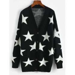 Star Drop Shoulder Button Up Cardigan