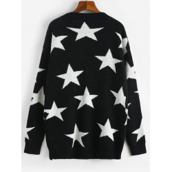 Star Drop Shoulder Button Up Cardigan