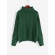 Turtleneck Drop Shoulder Cable Knit Jumper Sweater