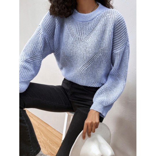 Crew Neck Plain Drop Shoulder Sweater