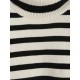 Women's Striped High Collar Drop Shoulder Wide Sleeve Slit Side Oversized Pullover Jumper Sweater