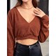 Loose V Neck Cropped Knitwear