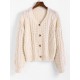 Button Up Cable Chunky Fisherman Knit Cardigan