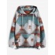 Women's Daily Ethnic Aztec Print Long Raglan Sleeve Kangaroo Pocket Quarter Zip Toggle Drawstring Hem Pullover Hoodie