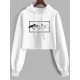 Skeleton Hand Drawstring Crop Hoodie