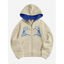 Halloween Skeleton Hands Zip Fleece Hoodie