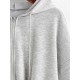 Drop Shoulder Zip Up Drawstring Hoodie