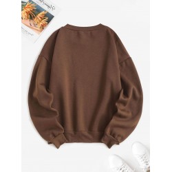 Flocking Lined Los Angeles Print Drop Shoulder Sweatshirt